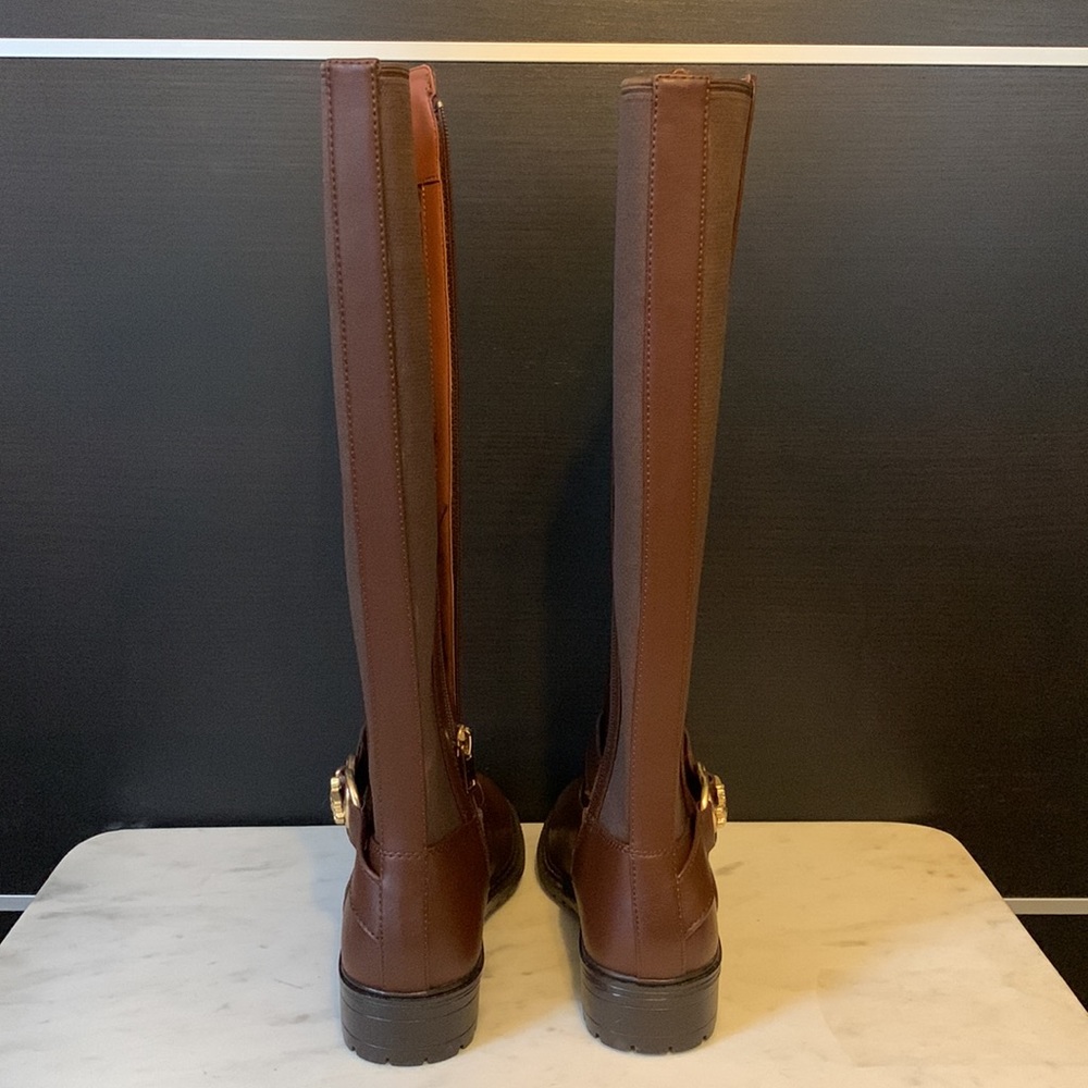 Coach Farrah Logo Buckle Tall Riding Boots in Brown - Picture 8 of 15